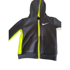 Nike Dri-FIT Baby Boys Full Zip Hoodie Black Neon Volt Yellow White 18M